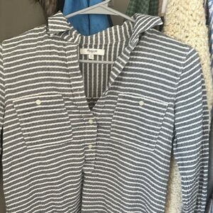 Madewell Gray and White Striped Top xs cotton blouse